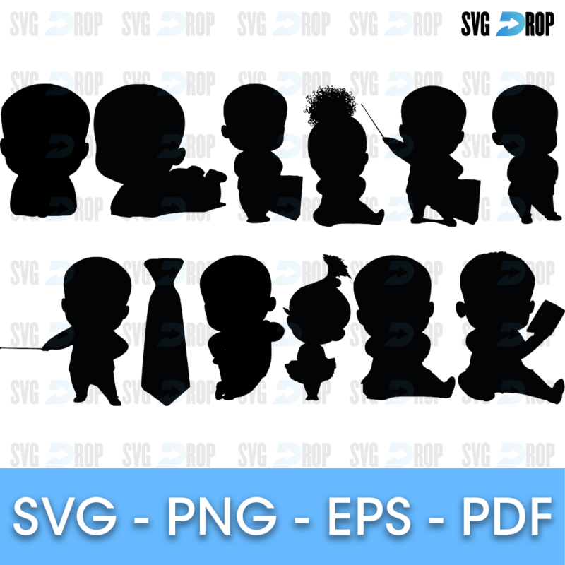 Boss Baby Silhouette Poses SVG