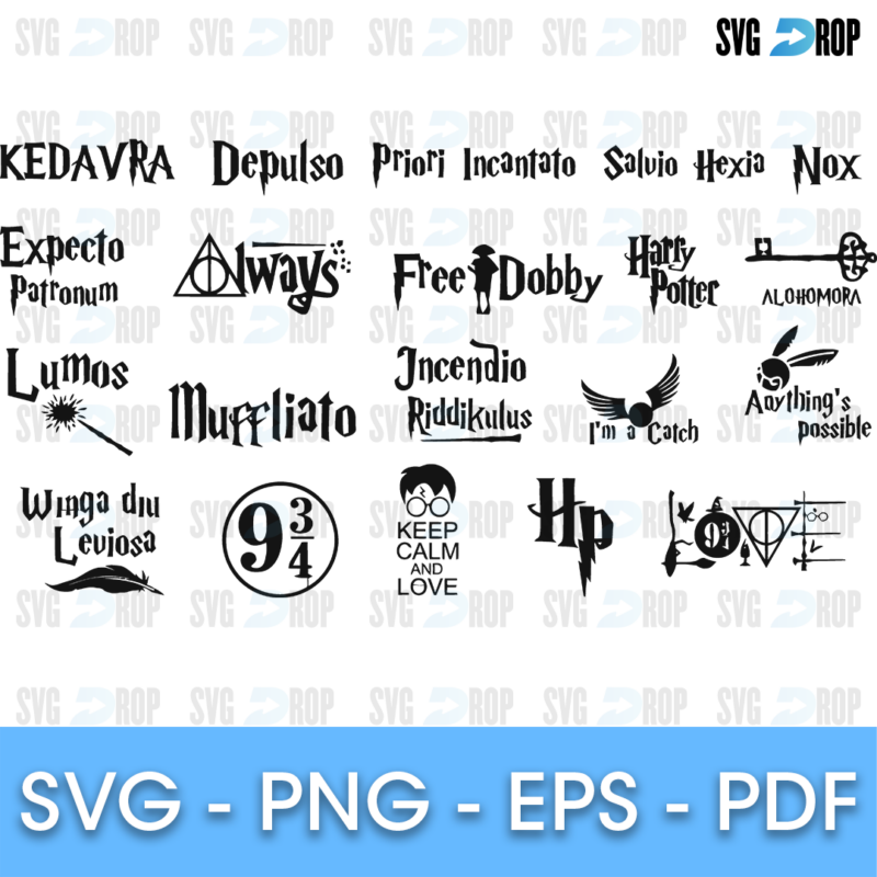Harry Potter Spell Lettering Bundle SVG
