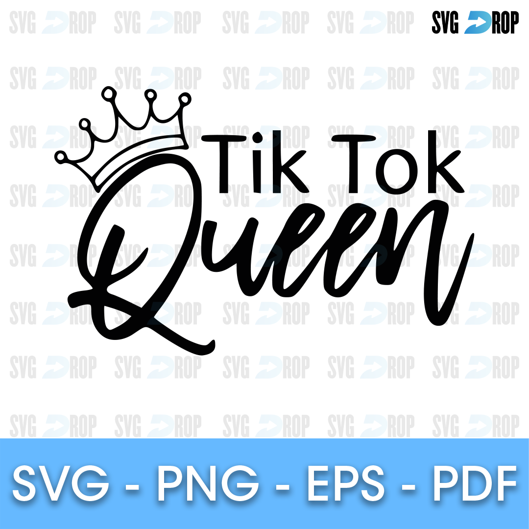 Tiktok Queen Crown Script SVG