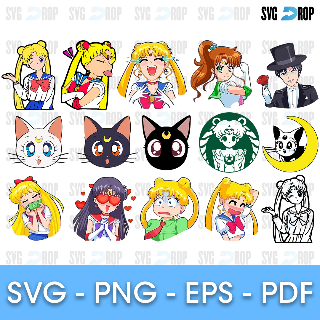Sailor Moon Luna and Artemis Bundle SVG