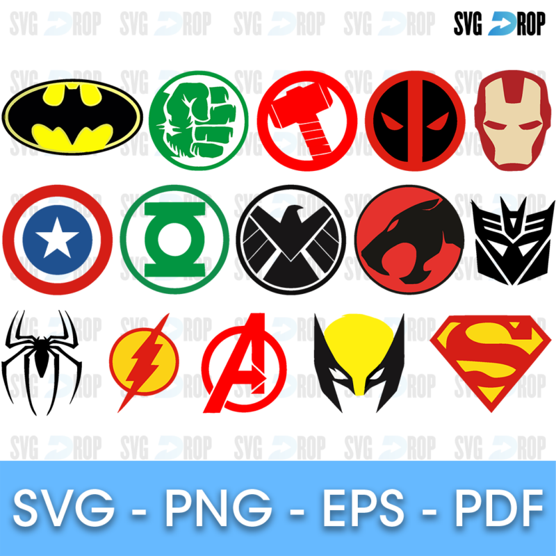 Superhero Logo Classic Emblems Bundle SVG