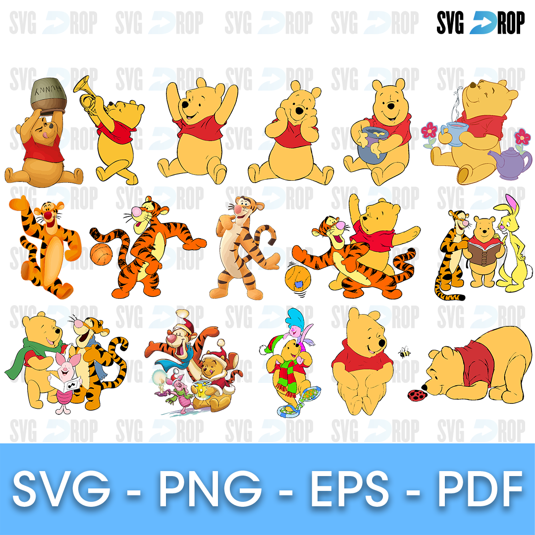 Winnie the Pooh Honey Pot and Tigger Bundle SVG