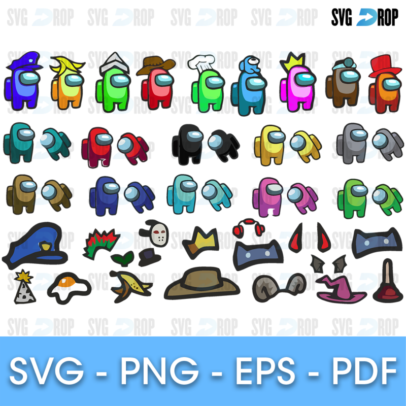 Among Us Hats and Accessories Bundle SVG
