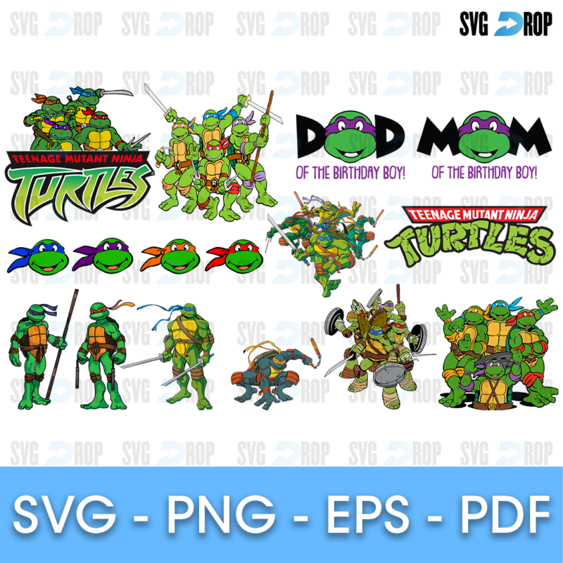 Ninja Turtles Birthday Dad and Mom Bundle SVG