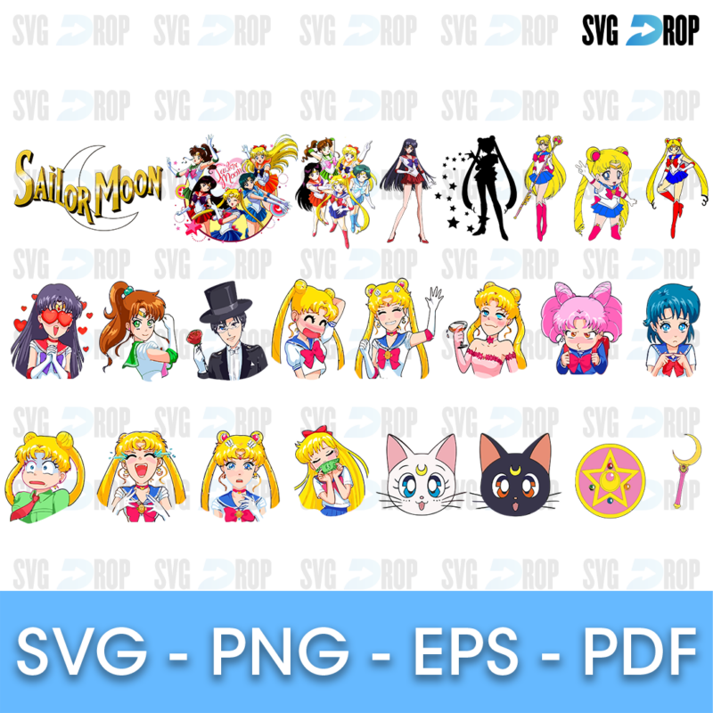 Sailor Moon Scouts and Brooch Bundle SVG