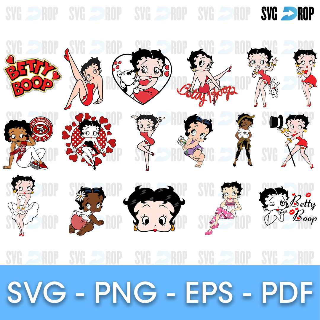 Betty Boop Hearts and Faces Bundle SVG