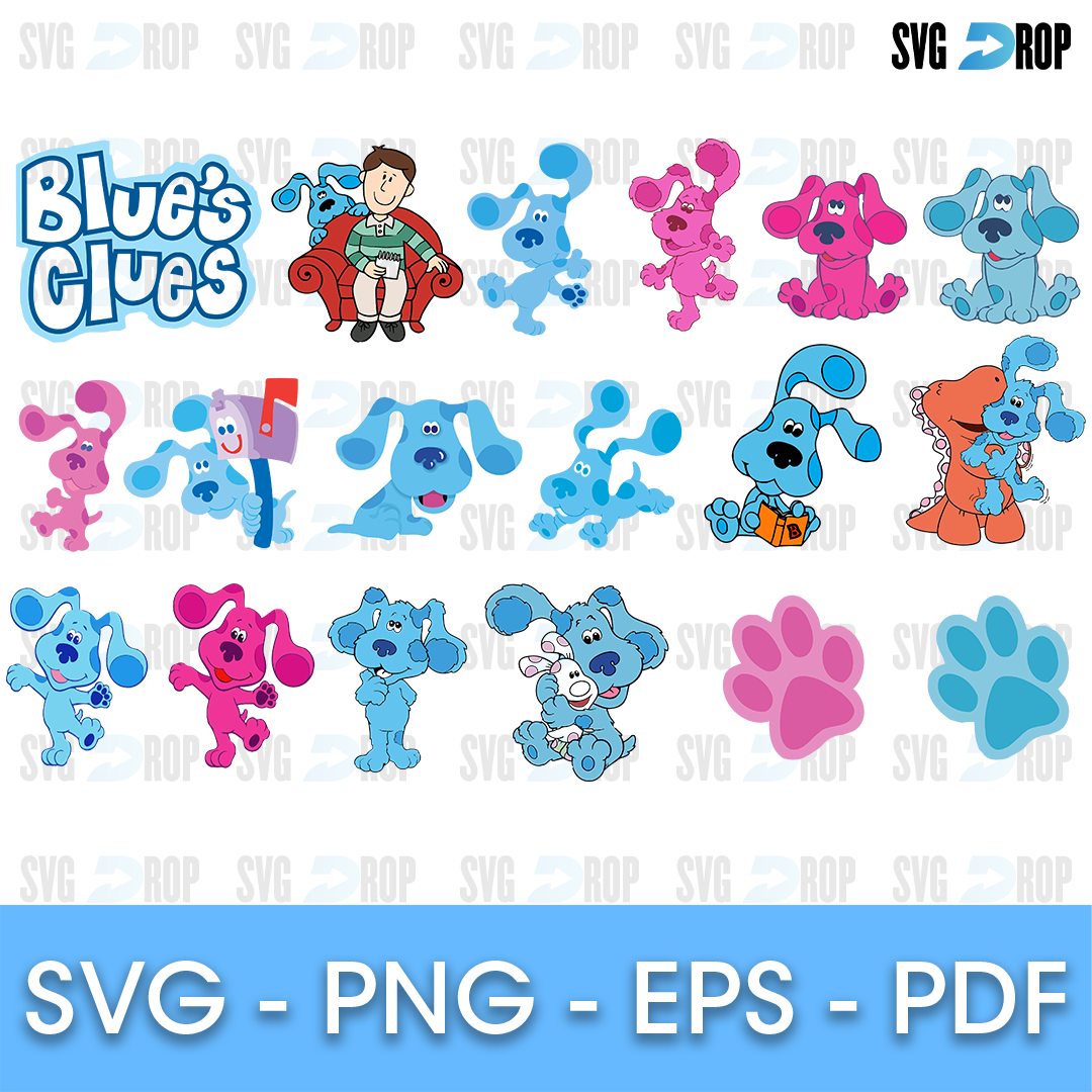 Blues Clues Blue and Magenta Poses Bundle SVG