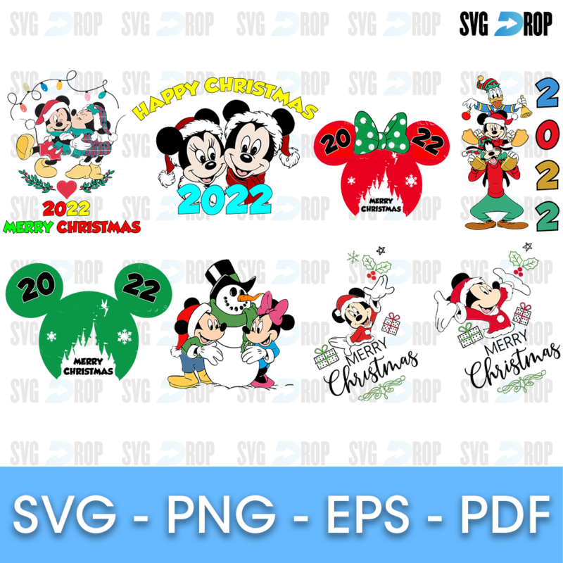 Disney Christmas Mickey and Minnie 2022 Bundle SVG