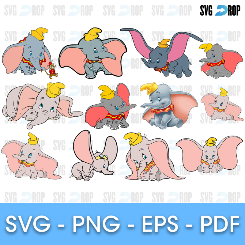 Dumbo Full Color Poses Bundle SVG