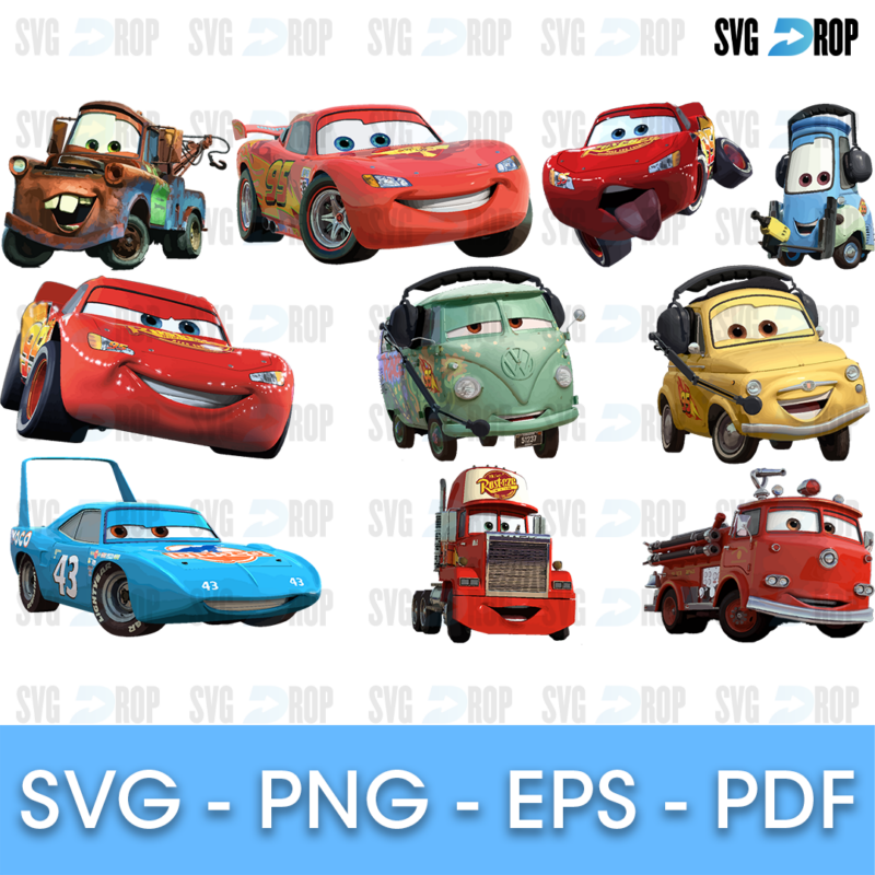 Cars Mater and Lightning McQueen Bundle SVG