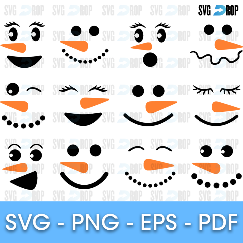 Snowman Face Bundle SVG