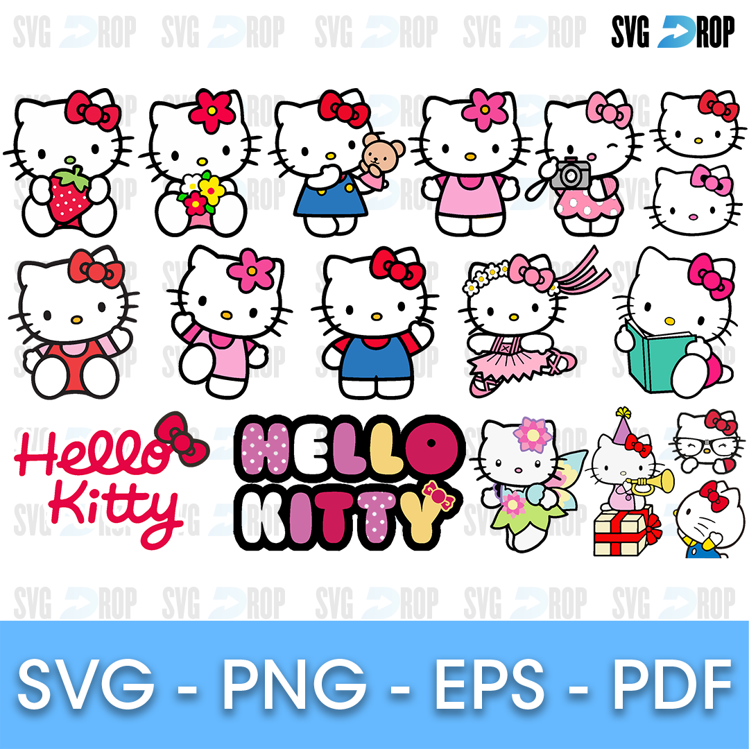 Hello Kitty Color Poses Bundle SVG