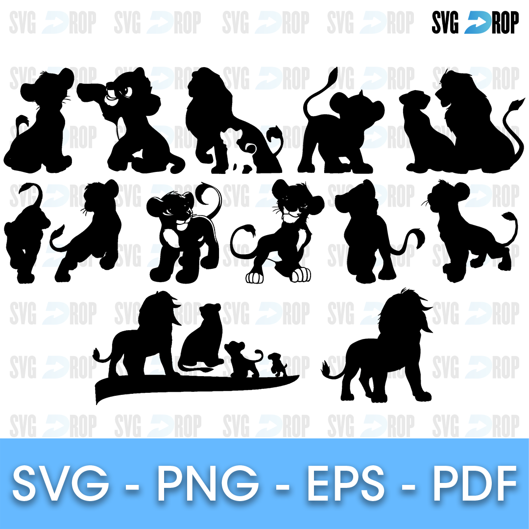Lion King Simba and Nala Silhouettes Bundle SVG