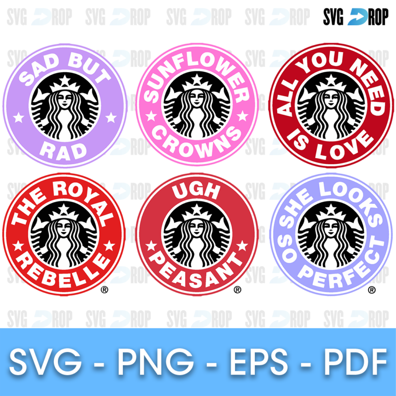 Starbucks Logo Pastel Quotes Bundle SVG