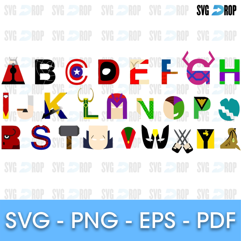 Superhero Font Character Letters SVG
