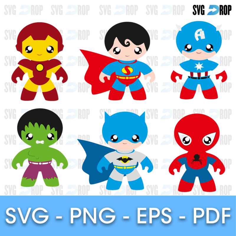 Superhero Baby Chibi Bundle SVG
