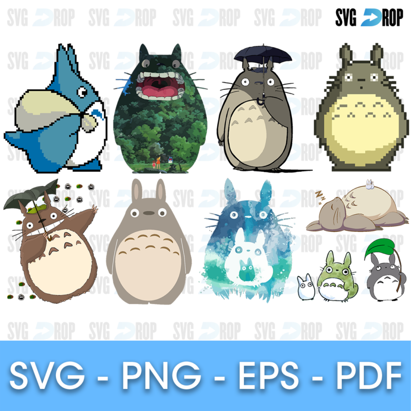 Totoro Bundle Watercolor and Pixel SVG