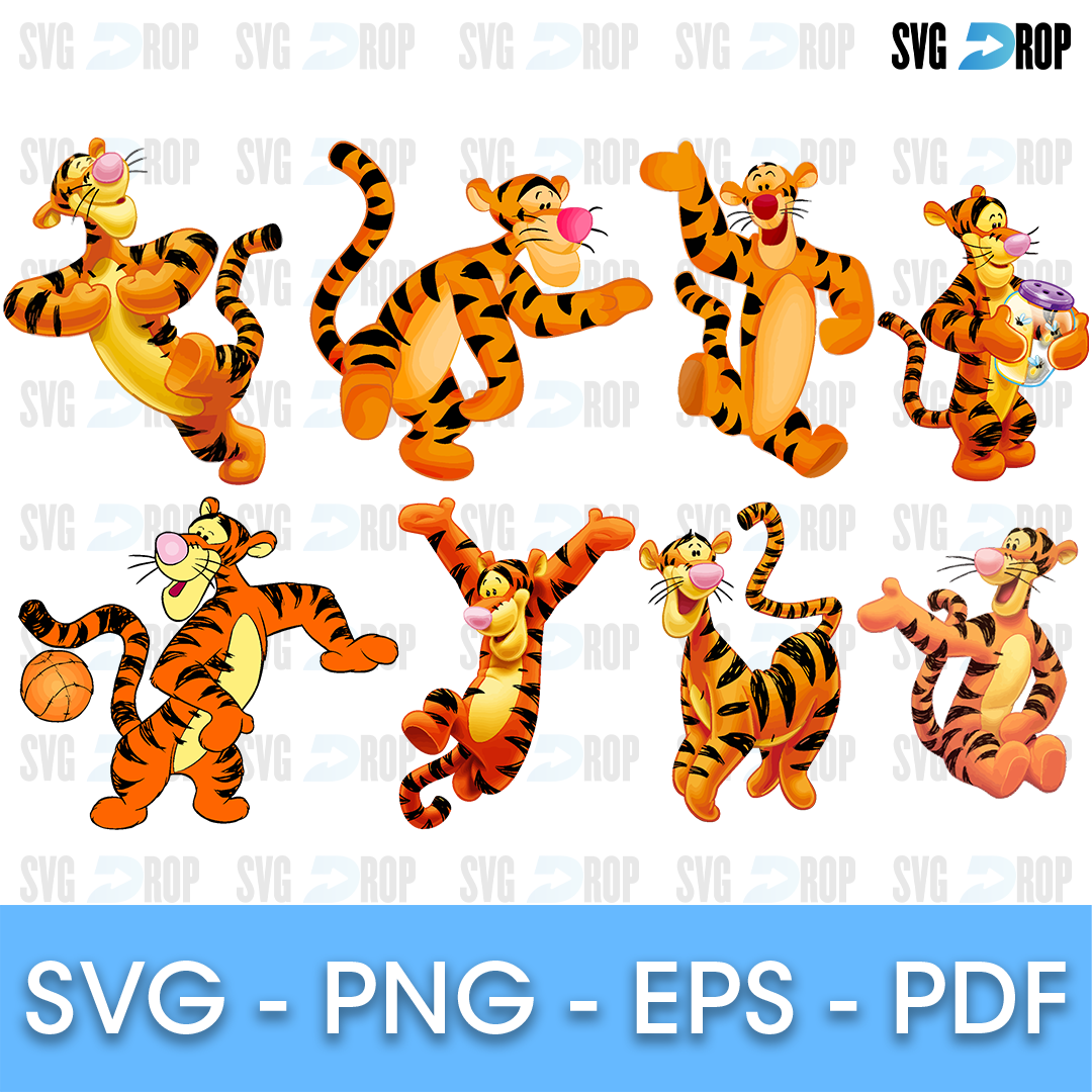 Winnie the Pooh Tigger Bouncing Bundle SVG