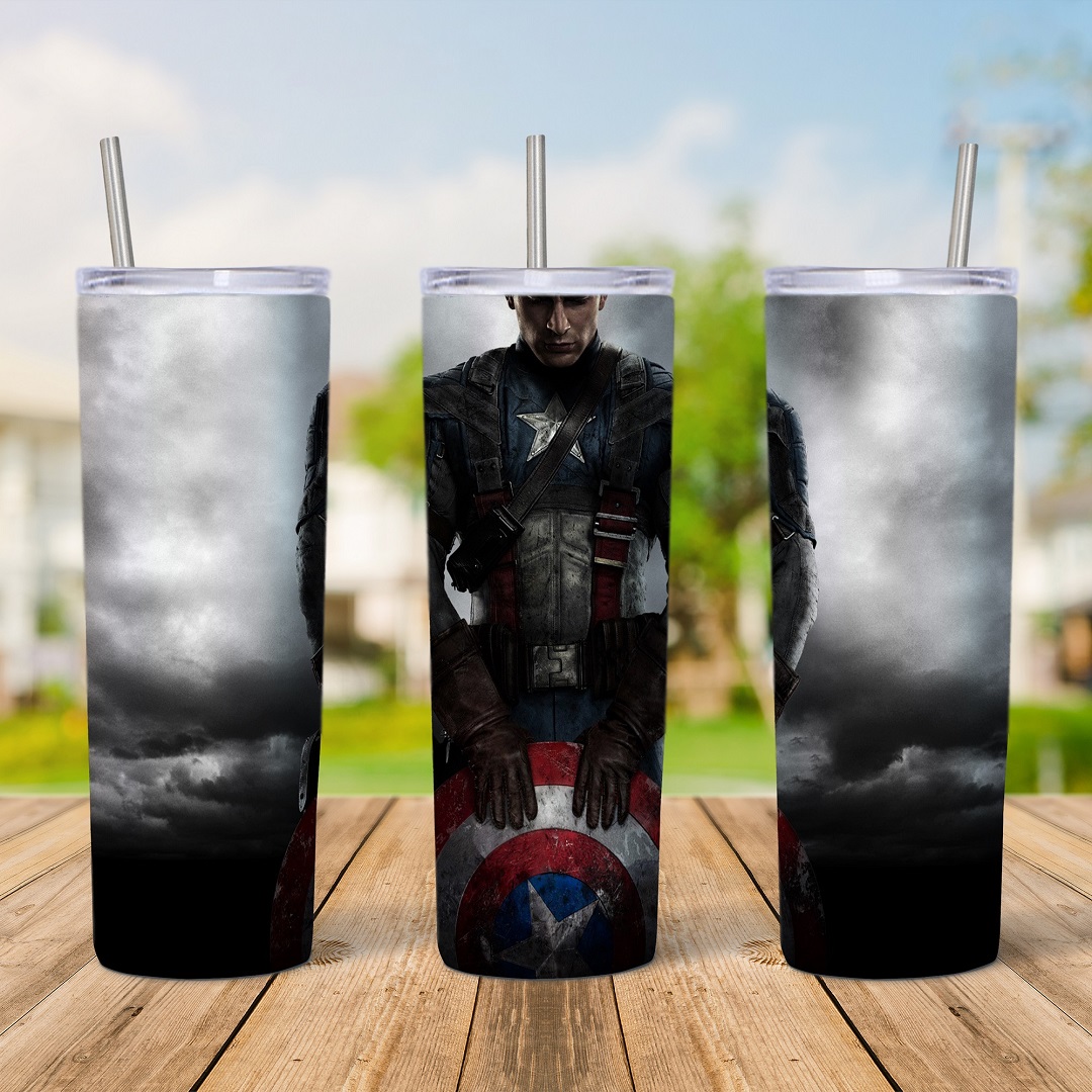 20 Oz Captain America Storm Clouds Tumbler Cup Design