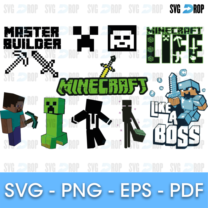 Minecraft Master Builder and Like a Boss Bundle SVG