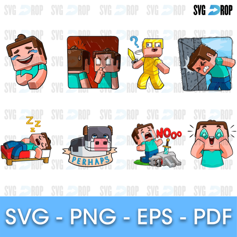 Minecraft Funny Steve Memes Bundle SVG