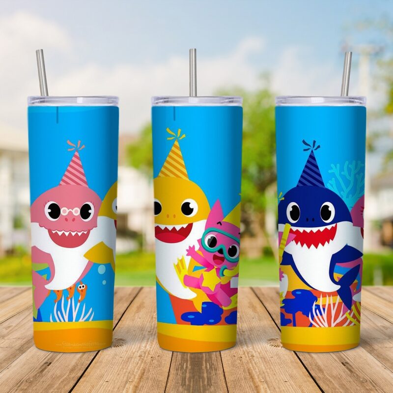 20 Oz Baby Shark Tumbler Cup Design
