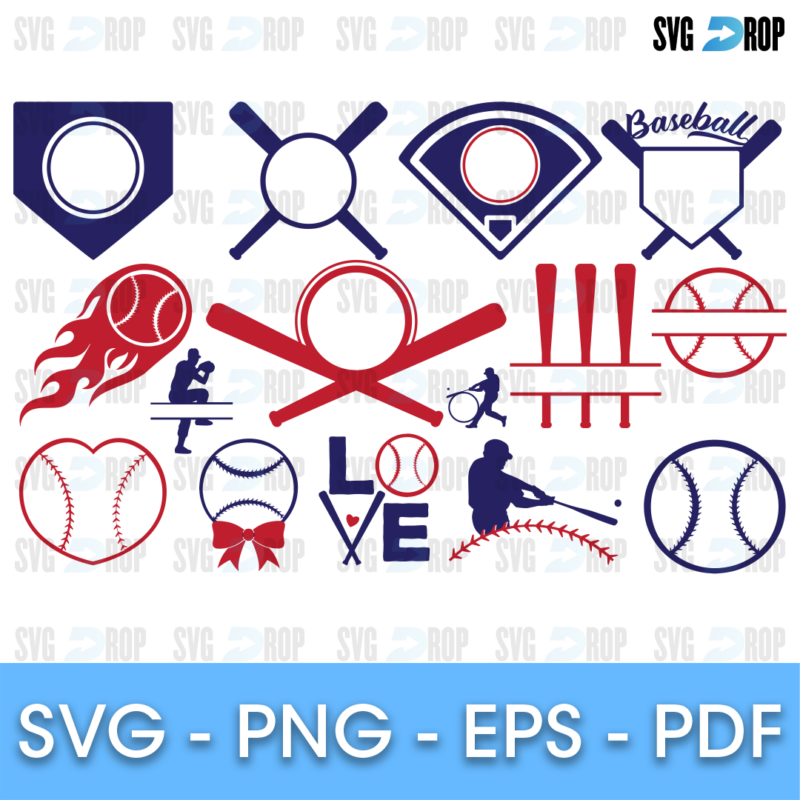 Baseball Monogram Frames and Bats Bundle SVG