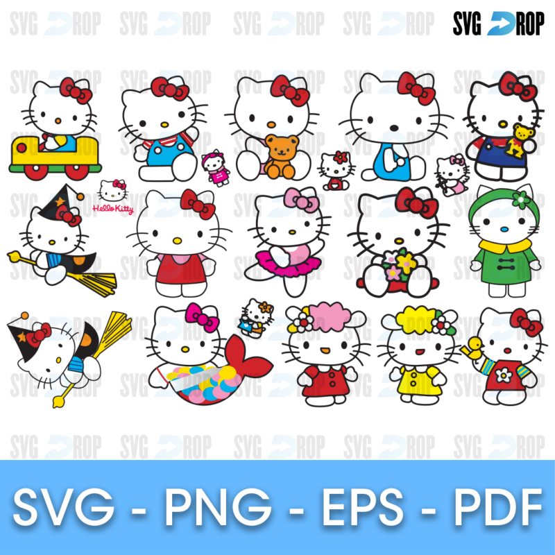 Hello Kitty Colorful Costumes Bundle SVG