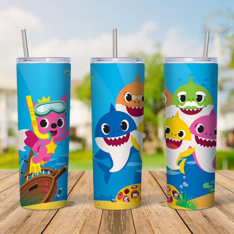20 Oz Baby Shark Tumbler Cup Design