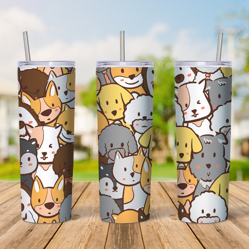 20 Oz Cartoon Dog Tumbler Cup Design