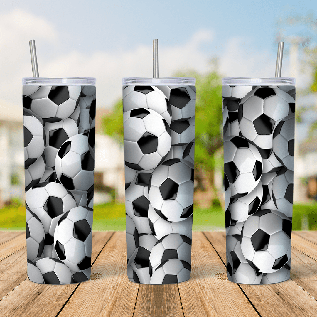 20 Oz Football Soccer Ball Pattern Tumbler Cup Design