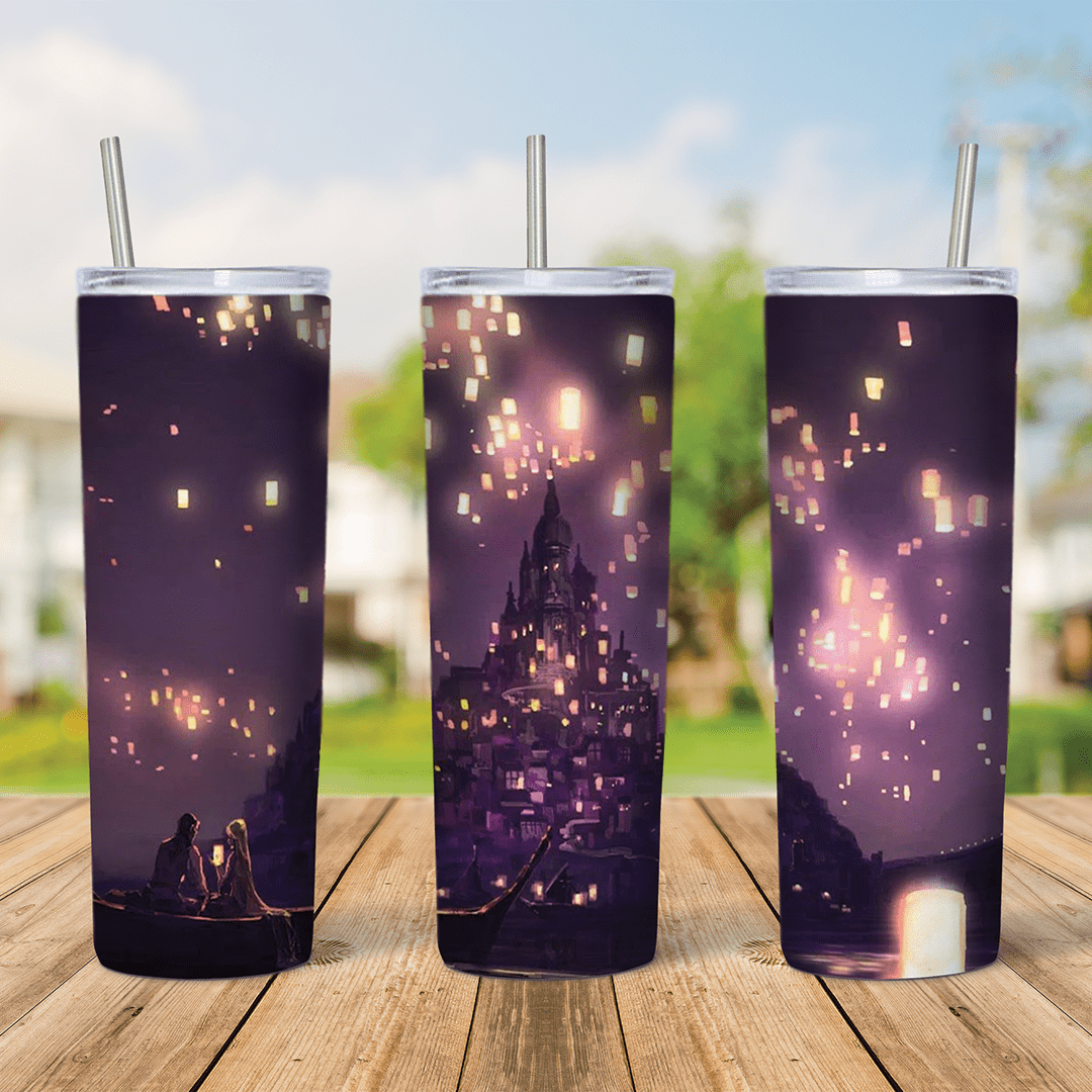 20 Oz Rapunzel Floating Lanterns Night Tumbler Cup Design