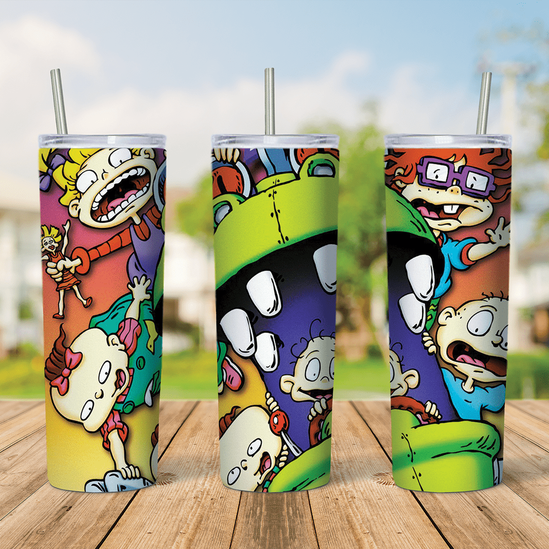 20 Oz Rugrats Reptar and Babies Tumbler Cup Design