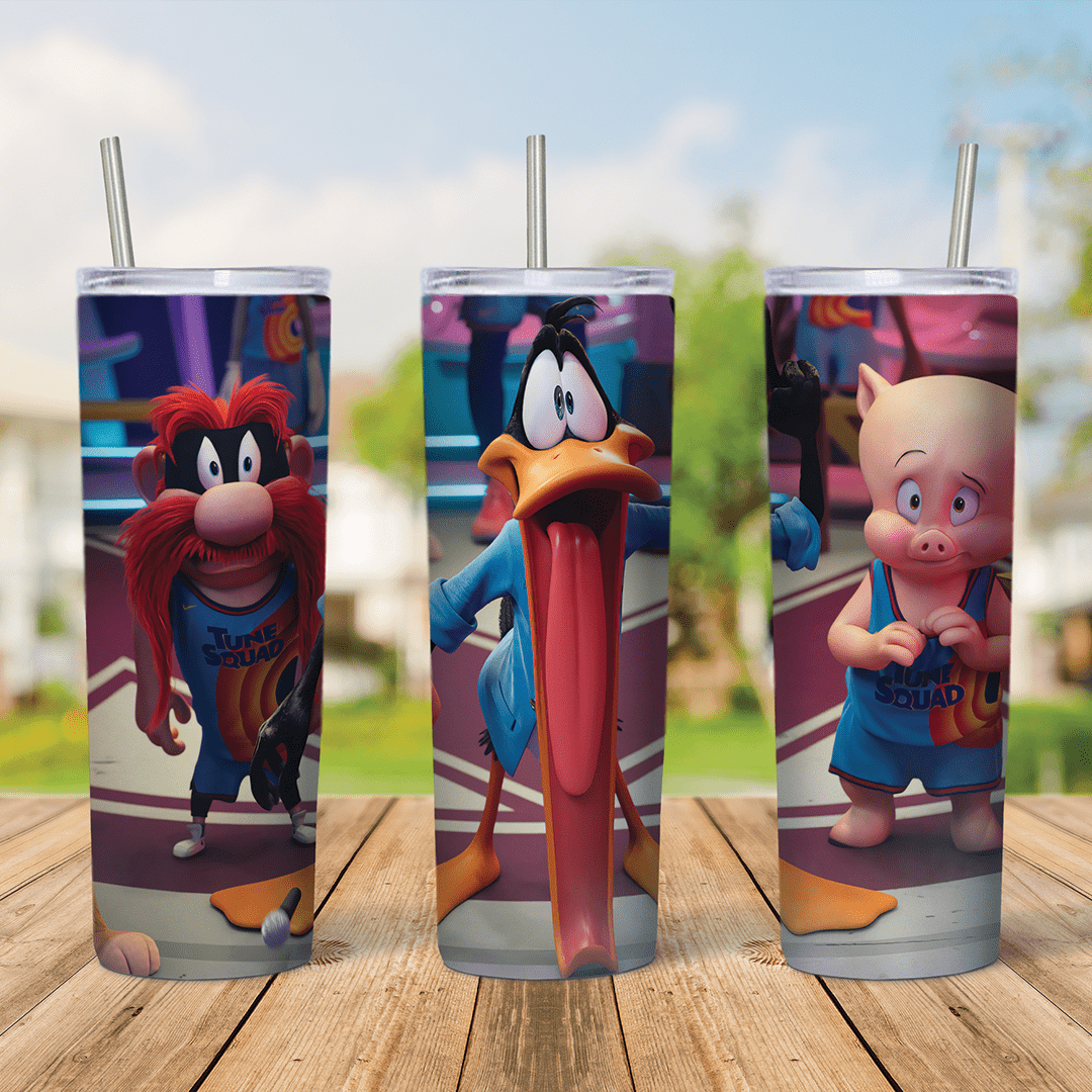 20 Oz Space Jam Daffy and Porky Tumbler Cup Design
