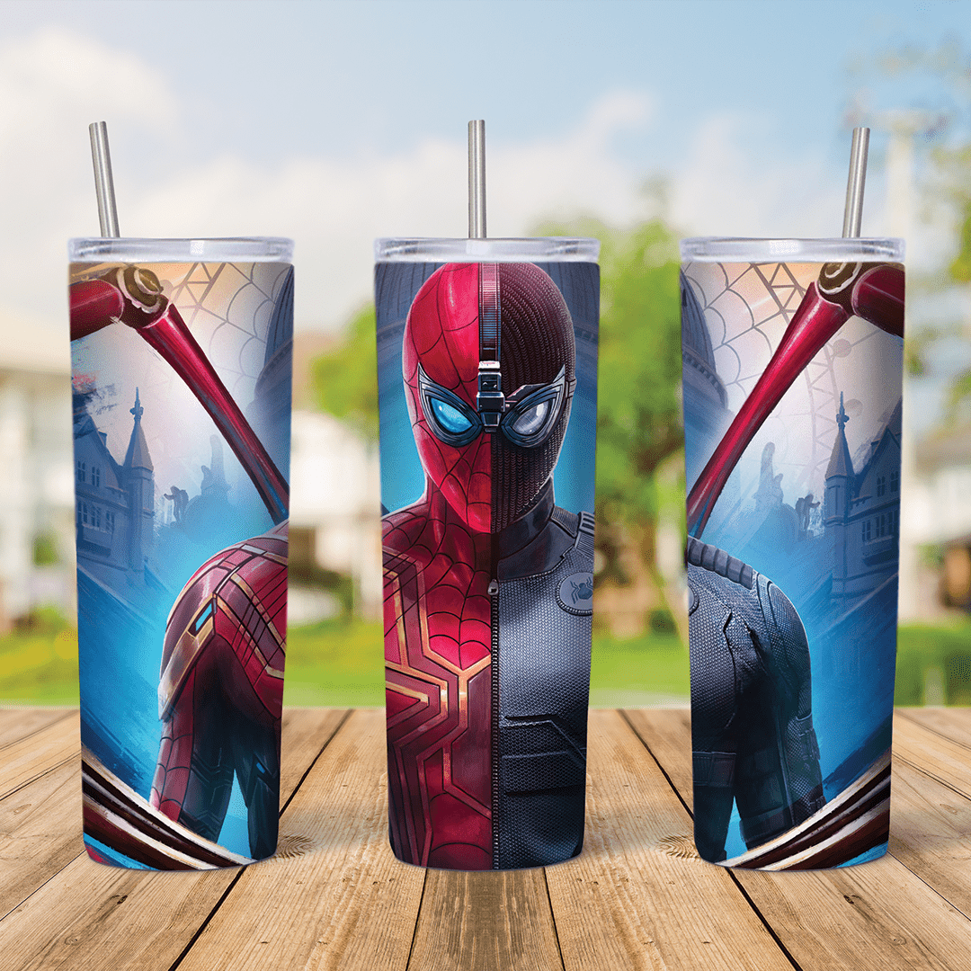 20 Oz Spiderman Half Suit Castle Tumbler Cup Design