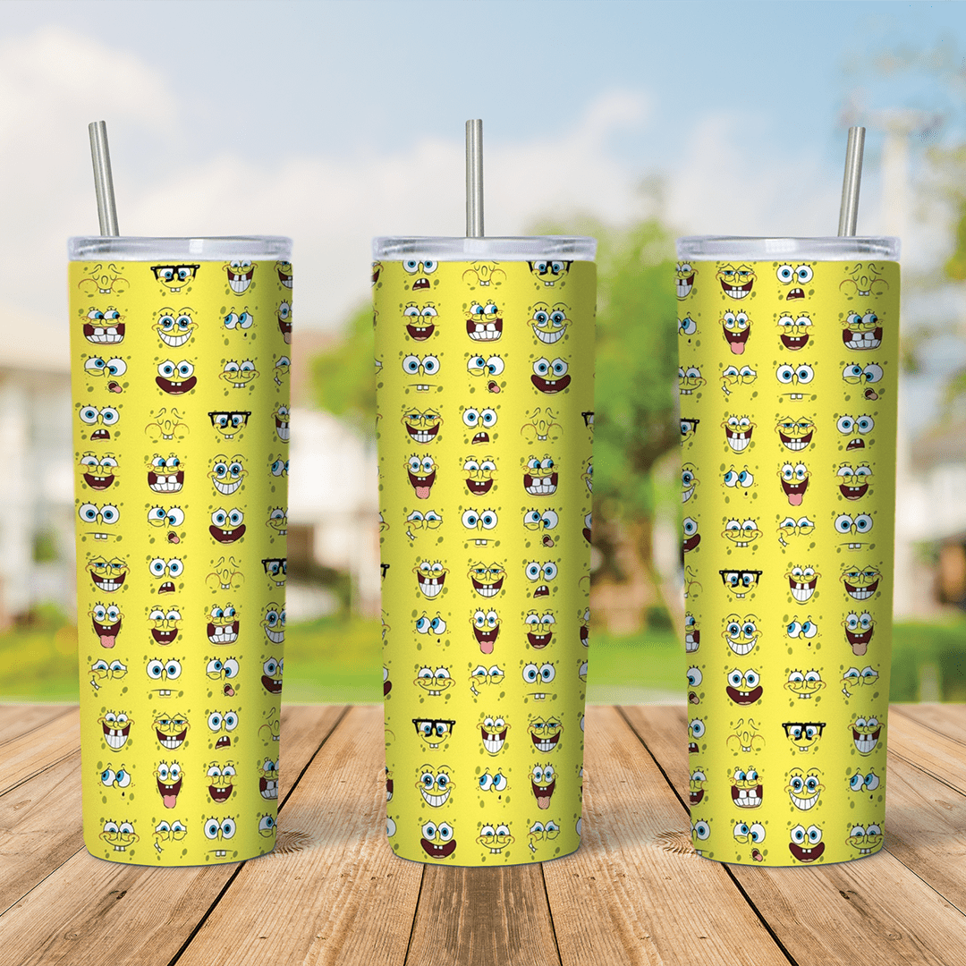 20 Oz Sponge Bob Tiny Faces Pattern Tumbler Cup Design