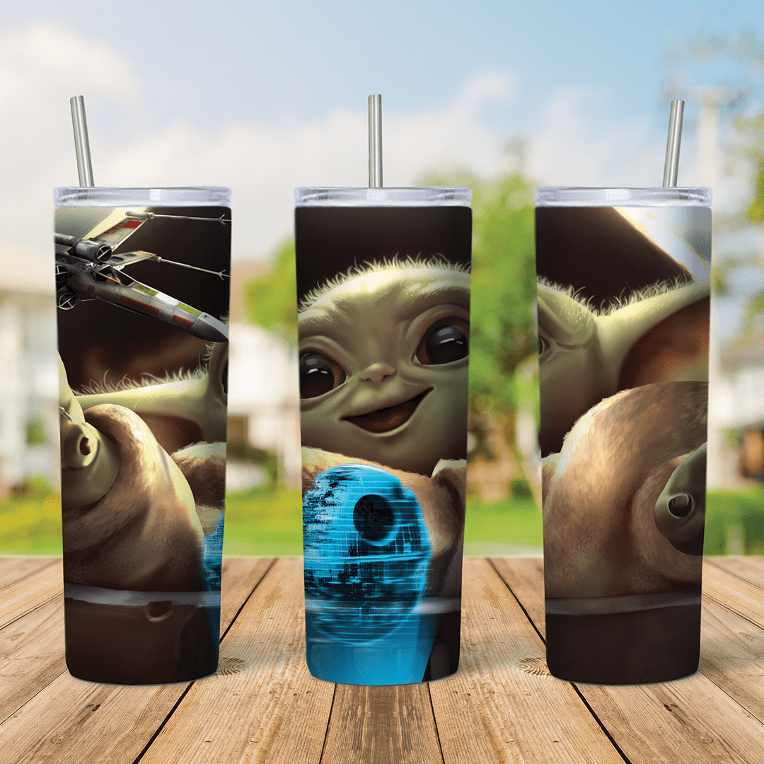 20 Oz Star Wars Baby Yoda Death Star Tumbler Cup Design