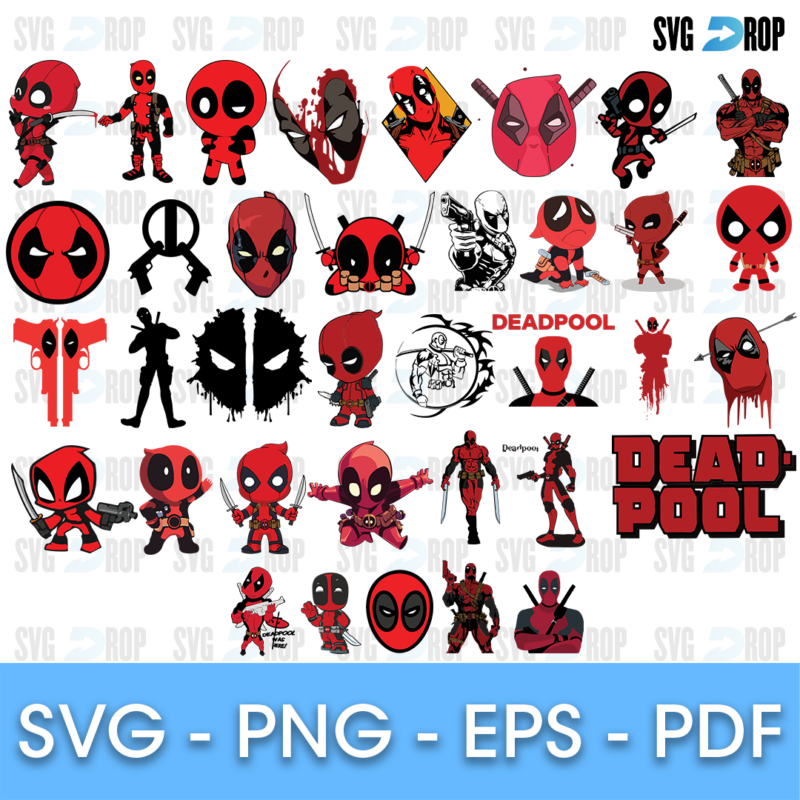 Deadpool Chibi and Splatter Bundle SVG