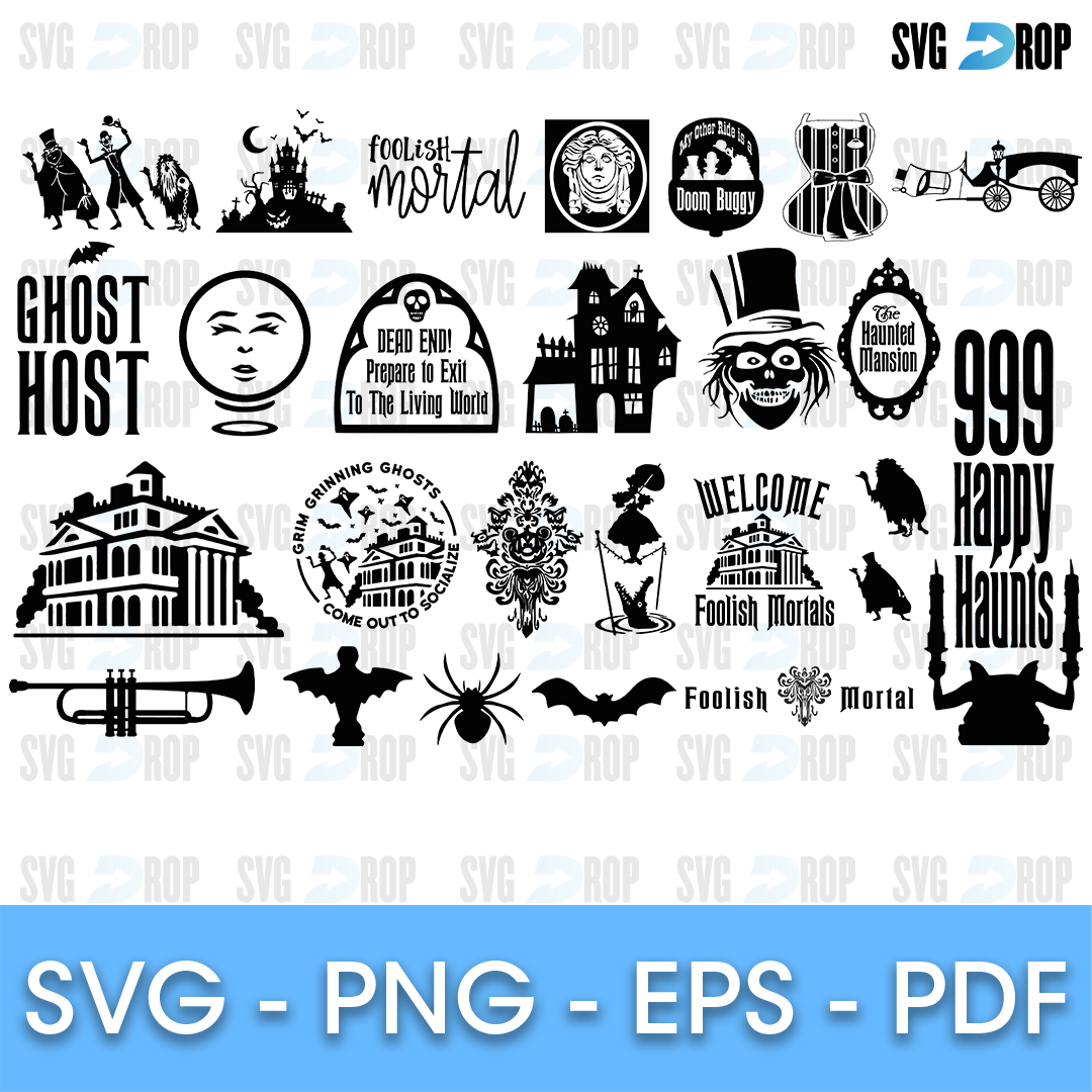 Haunted Mansion Ghost Host and 999 Happy Haunts Bundle SVG