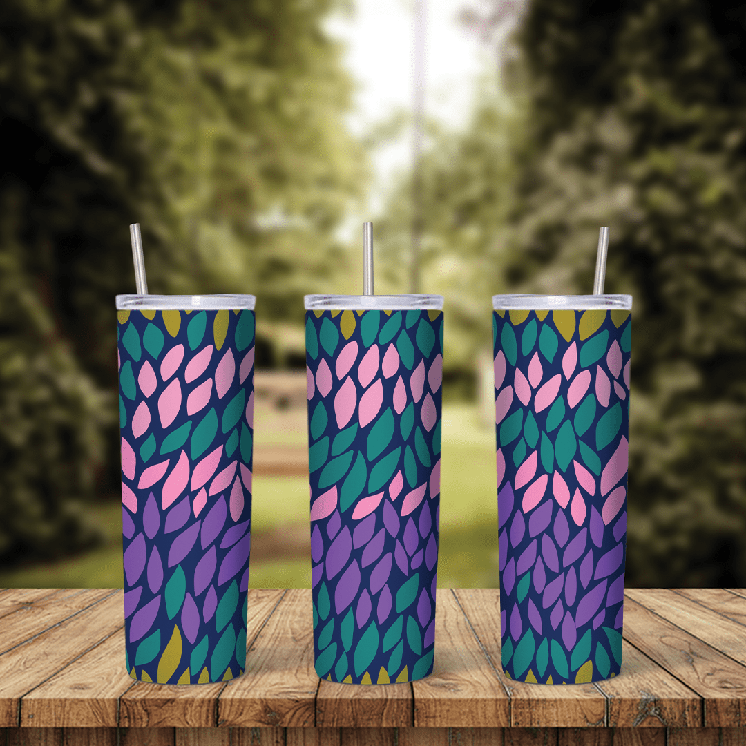 20 Oz Colorful Leaf Tumbler Cup Design