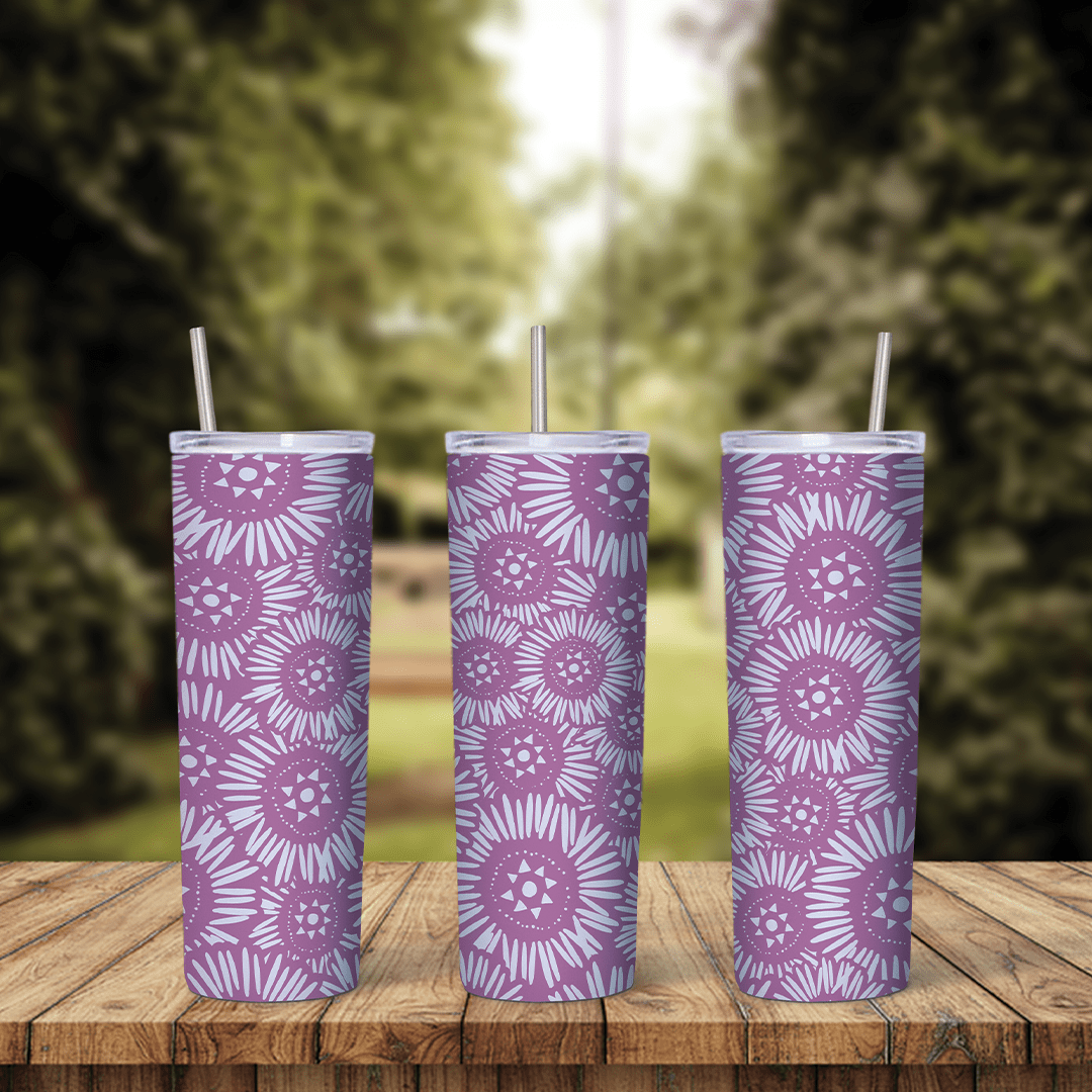 Pink Flower 20 oz tumbler sublimation wrap