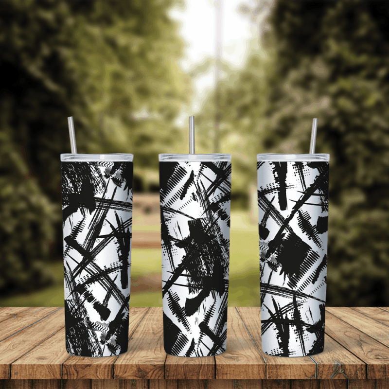Black Brush 20 oz tumbler sublimation wrap