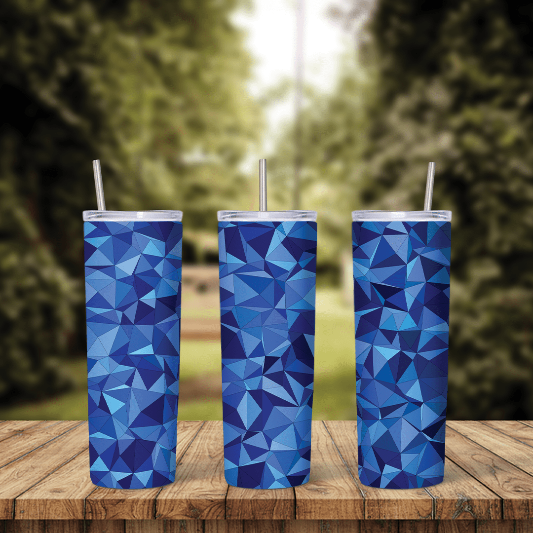 20 Oz Blue Geometry Tumbler Cup Design