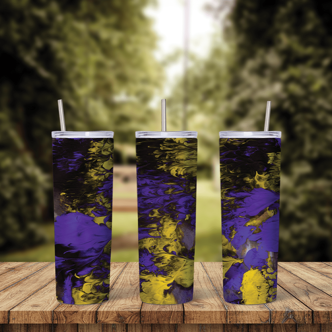 20 Oz Blue Yellow Tumbler Cup Design