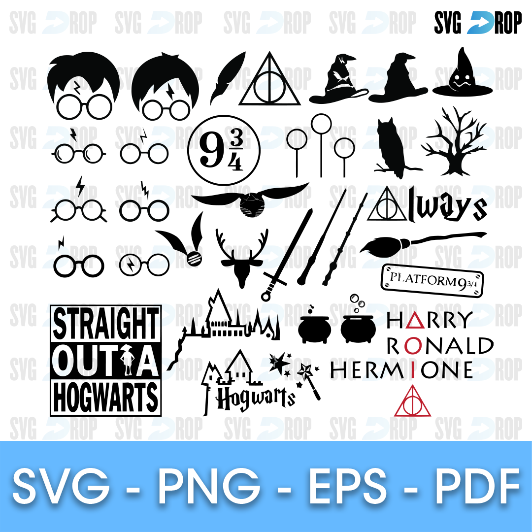Harry Potter Glasses and Straight Outta Hogwarts Bundle SVG