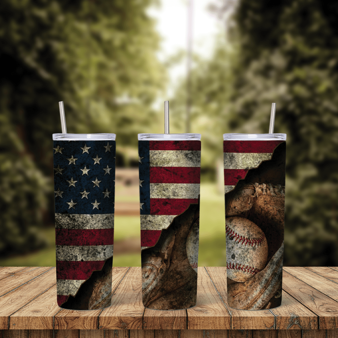 20 Oz USA Baseball Tumbler Cup Design