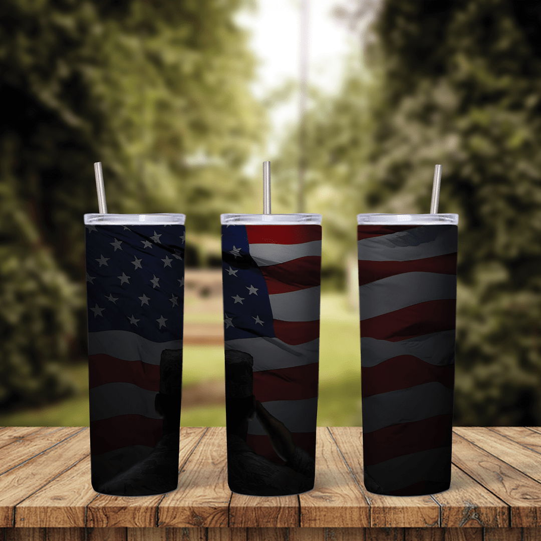 20 Oz USA Soldier Tumbler Cup Design