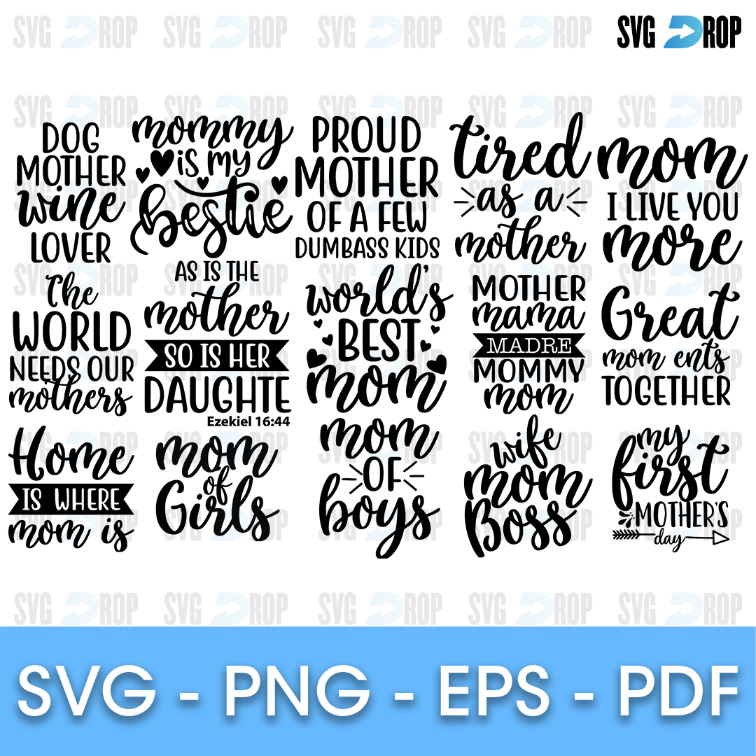 Mom Life Tired as a Mother Bundle SVG
