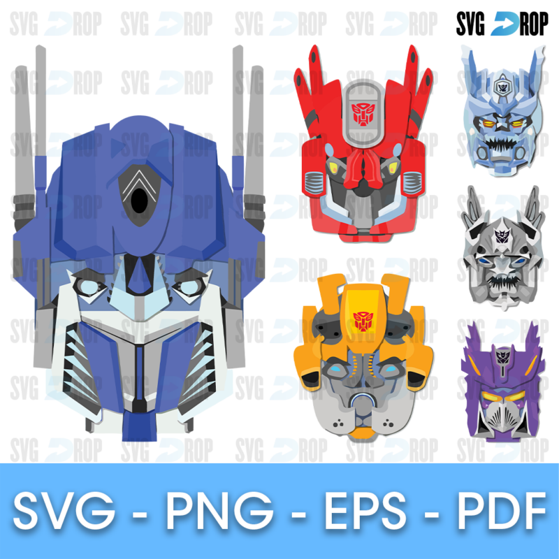 Transformers Optimus Prime and Bumblebee Heads Bundle SVG