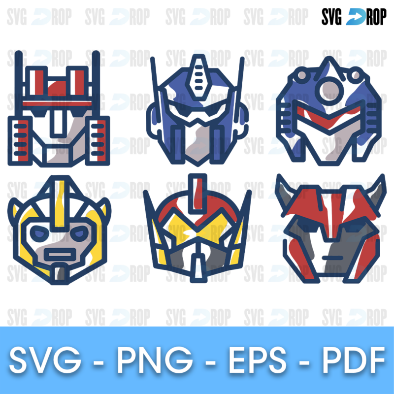 Transformers Flat Robot Heads Bundle SVG
